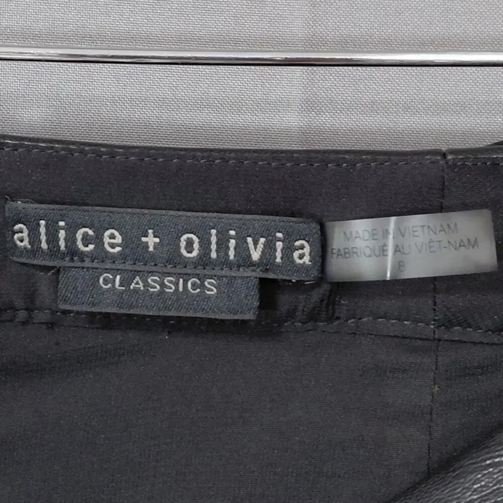 Alice + Olivia Classics Faux Leather Tweed Houndstooth Skirt Women Size 8